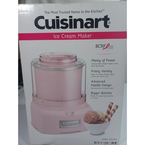 New Cuisinart Ice Cream Frozen Yogurt Maker - Pink Breast Cancer  BCRF - Picture 7 of 10